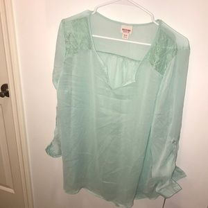 Mossimo mint sheer blouse